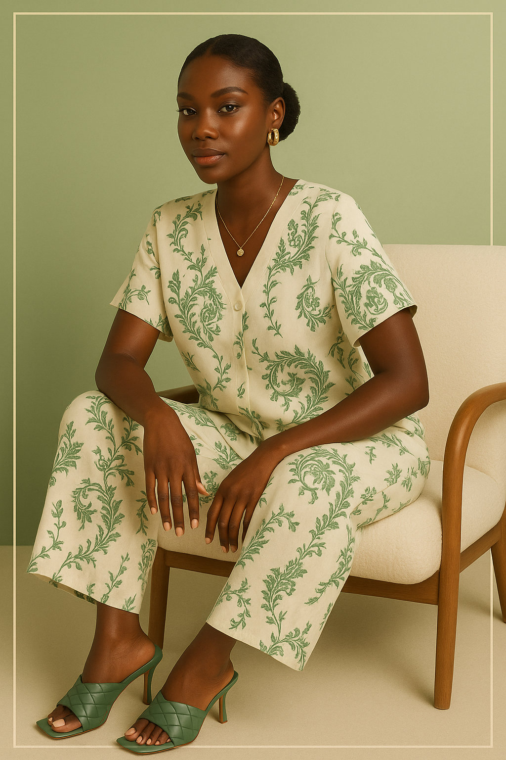 ENSEMBLE IMPRIMÉ VERT